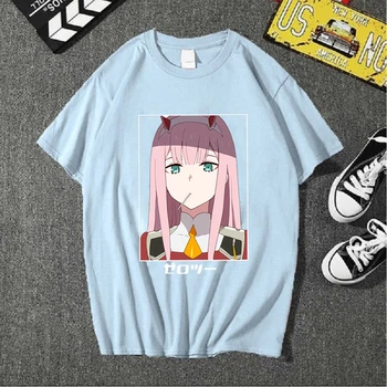 Miláčik v Franxx Anime Harajuku Nula DVA Dievča Print T Shirt Muži/ženy Topy Voľné Letné Krátke rukáv Elegantný Muž T-shirt