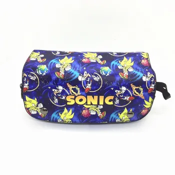 3Type Sonic The Hedgehog Peňaženky Mincu Kabelku peračník Dvojitý-zazipovaný Papiernictvo Prípade Taška Make-up Taška