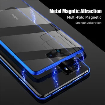 Magnetické Adsorpcie Kovové puzdro na Huawei P40 30 20 Mate 30 20 Pro Česť 20 30 V10 V30 Nova 7 6 Obojstranný Sklo Magnet Kryt