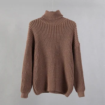 Turtleneck sveter ženy 2020 nové elegantné pure color cashmere mäkké, hrubé teplé dámske pulóvre