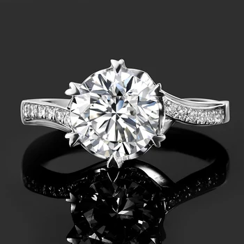 Szjinao Reálne 925 Sterling Silver Ring 2ct Klasický Štýl Moissanite Diamantový Prsteň D Farba VVS1 Svadobné Večnosti Šperky Pre Ženy