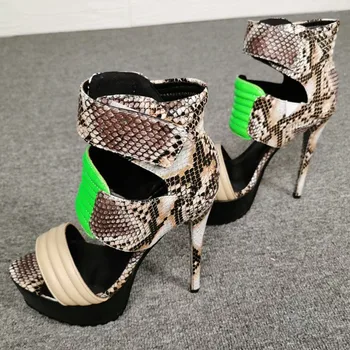 SHOFOO topánky,Krásne módne dámske topánky, PU, o 14.5 cm vysoké podpätky sandále, dámske sandále, banketové topánky.