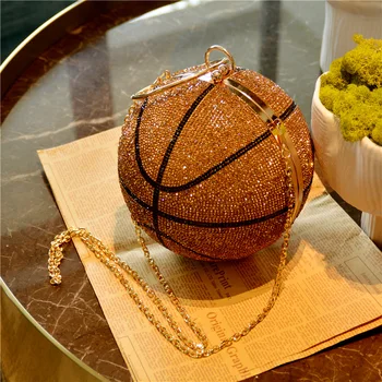 Luxusné Basketbal Diamond Lopta Dizajn Ženy Strany Peňaženky a Kabelky Ženy Kapsičky Ramenný Reťazca Taška Basketbal Taška Spojka Tašky