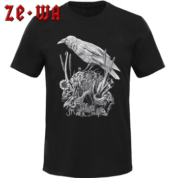 White Raven Muži T-shirts Vegánska Lebky Novinka Dizajnér Čierne Tričko Crewneck Krátke Bavlnené Tričko Ulici Topy Tees XXXL