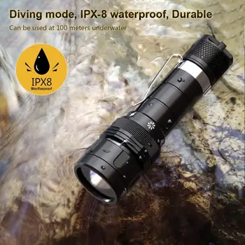 DF10 Potápanie 18650 LED Baterka LH351D 1080lm Podvodné Svietidla IPX8 Vodotesné Prenosný Reflektor Kompaktný Horák