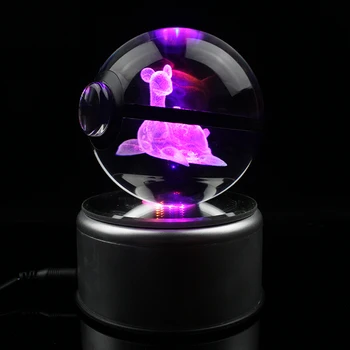 3D Lapras krištáľová guľa s Led Svetlom Base Ručne Vyrobené Remesiel Figúrky Miniatúr, Deti, Prístelky Izba Dekor