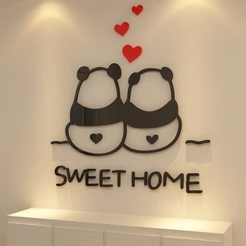 2020 Limited Real 3d Samolepky na Stenu detská Izba Dekorácie Panda Domova Obývacia izba Dvere Obtlačky Akryl Tapety Plagát