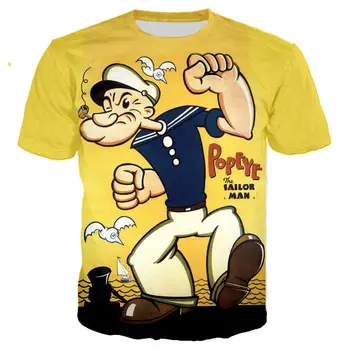 Harajuku 3D Tlač Komiksu, Anime Popeye T shirt Mužov Hip Hop Streetwear T-shirt Muž Tričko Topy Mužské Oblečenie Nadrozmerné tričko 5XL