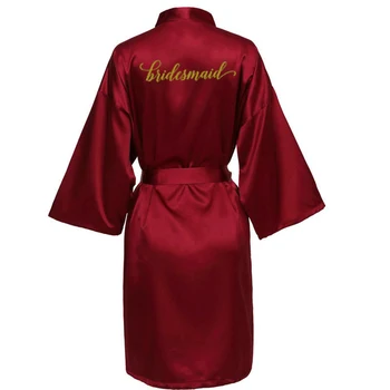 Sexy Burgundsko rúcho nevesty kimono saténový župan ženy Župan svadobné šaty, sestra, matka nevesty ženícha bridesmaid, rúcha