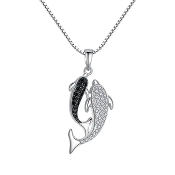Utimtree Trendy Dolphin Ženy Náhrdelník Reťazca 2019 Cubic Zirconia Prívesky, Náhrdelníky 925 Silver Šperky Chokers Náhrdelník Žena