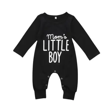 ZWF223 Nové Módne Novorodenca Batoľa Detská Baby Chlapci Romper Dlhý Rukáv Jumpsuit Playsuit Malý Chlapec Oblečenie Čierne Šaty