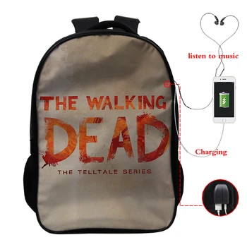 Walking Dead Batoh USB Nabíjanie Horor Film Vytlačené Teenager Notebook Cestovná Taška Bagpacks Aktovka Študentov Denného Bookbag