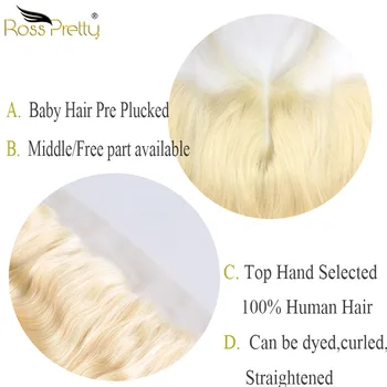 Ross Celkom Remy Vlasy Zväzky S Čelnej Blondína Ľudské Vlasy na Malajskom Telo Wave Farba 613 Čelnej s predlžovanie Vlasov