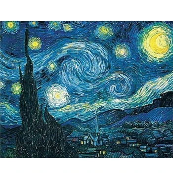 DIY 5D Diamond Maľovanie na Van Gogha, Hviezdna Noc Cross Stitch auta Plný Vrták Výšivky Abstraktné Mozaikové Umenie Obraz Domova Darček