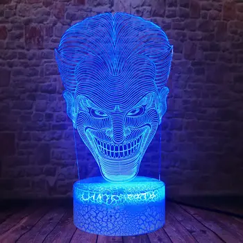 Cool 3D Ilúziu LED Spanie Nočného Farebné Meniace Svetlo Joker Obrázok Hračky