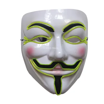 Neon Maska V for Vendetta Mascara Led Guy Fawkes Masque Maškaráda Masky Strany Mascara Halloween Žiariace Masker Svetlo Maska Desivé
