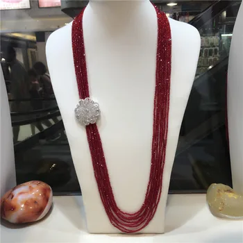 Dámske módne zirkón príslušenstvo spona DIY príslušenstvo červené sklo krištáľ náhrdelník vitajte vlastné farby módne šperky