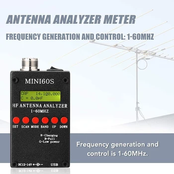 Mini60S 1-60MHz HF ANT SWR Anténny Analyzátor Meter s BT Android APLIKÁCIE PC Softvér pre Ham Rádio Hobbists