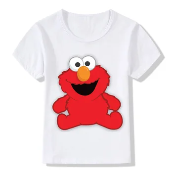 2-14 Rokov Deti Sesame Street Elmo Tlač Funny T shirt Dieťa Dievčatá Cartoon Letné Topy Deti Veľký Ležérne Oblečenie, ooo2413