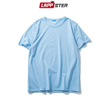 LAPPSTER Mužov Pevné Harajuku Streetwear T-shirt 2020 Lete Mens Príležitostných Voľné Tričká Hip Hop Tees O-krku Bavlna Biele Tričko