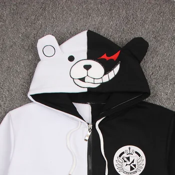 Anime Danganronpa Monokuma Cosplay Kostým Roztomilý Black White Bear S Kapucňou, Mikina S Kapucňou Dlhý Rukáv Kabáta Bunda Kvapka Loď