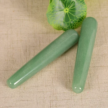Prírodný Kameň Yoni Prútik Crystal Green Aventurine Radosť Stick Masáž GuaSha Nástroj Acupoint Pero Zdravotnej Starostlivosti Jade Masáž 110 mm
