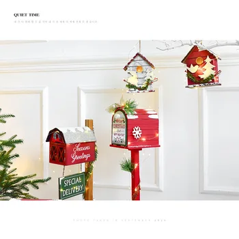 Vianočný Dekor Podlahy Letterbox Postbox Domov Vonkajšie Drevené Vianočné Party Dekorácie, Ručne Vyrábané Drevené Remeselné Schránky Domova