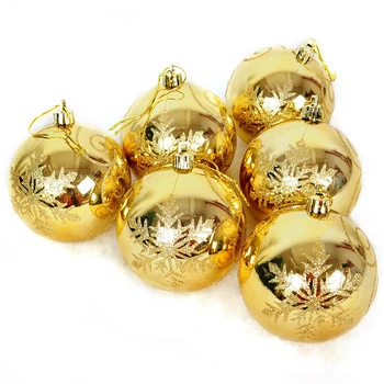6pcs 8cm Zlatými dekoráciami Gule Visí Prívesky Dekor Lesk Vianočné Gule Nové Rokov Home Party, Vianočný Stromček, Ozdoby