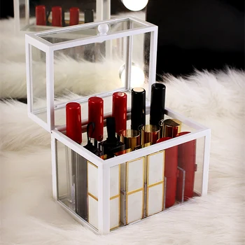 40 Mreže Akryl Rúž Organizátor Tabuľka Make-Up Úložný Box Nechty Držiteľ Kozmetika Zobraziť Rack Lesk Na Pery Kontajner