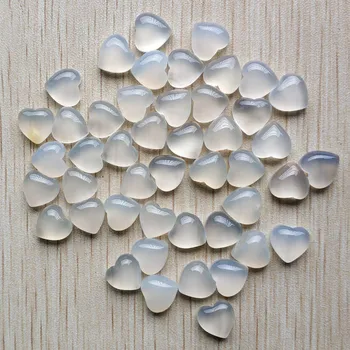 Veľkoobchod 50pcs/veľa Módnych kvalitná prírodná biela onyx srdce tvar kabíny cabochons 10 mm korálky pre šperky robiť 10 mm zadarmo