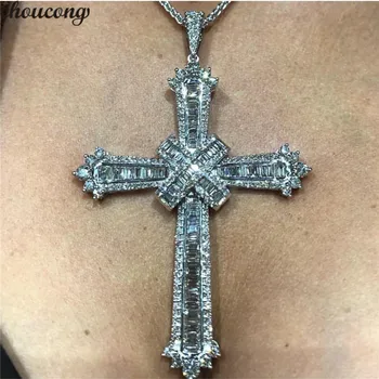 Choucong Luxusné Prívesok Kríž AAAAA Cz Kameň 925 Sterling silver dlho Kríž Náhrdelník Prívesok pre Ženy, Mužov Strany Svadobné šperky