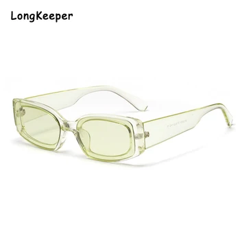 LongKeeper Vintage Malá Zelená Ružová Obdĺžnik Slnečné Okuliare Ženy 2020 Dizajn Značky Úzky, Malý Obdĺžnikový Lady Slnečné Okuliare Odtiene