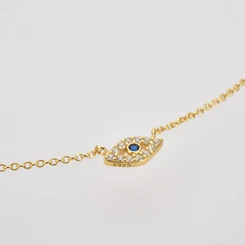 ANDYWEN Zimné 925 Sterling Silver Gold Locky Oko Modré CZ Náhrdelník Prívesok s Dlhým Reťazcom Luxusných Šperkov Crystal Módne Šperky