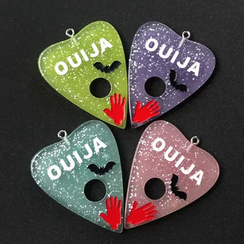 6 ks 47*39 mm Ouija board planchette charms Ploché späť živice cabochons Náhrdelník prívesok pre DIY dekorácie Hry doskové