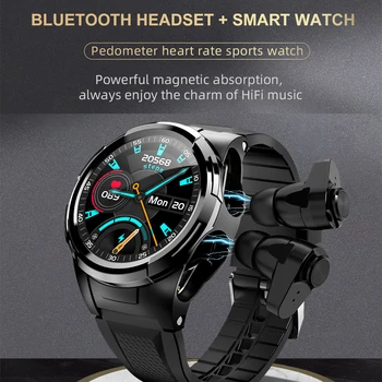 2021 Luxusné Smart Hodinky Bluetooth Hovor Smartwatch TWS Bezdrôtové Slúchadlá Športové Fitness Tracker pre Mužov, Chlapcov Darček
