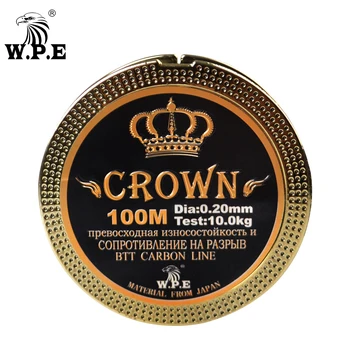 W. P. E Značky Crown 100m Fluorokarbón povlak vlasec 0,20 mm-0.60 mm 10 KG-41KG Kaprov Rybolovu Uhlíkových Vlákien Rybárske Náčinie