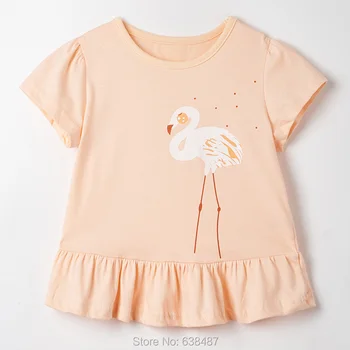 Flamingo 2021 Značka Pletené Bavlnené tričko Baby Girl Šaty, Krátky Rukáv Deti Deti t tričko Bebe Dievčatá Bežné Tees Topy