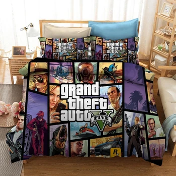 Grand Theft Auto Hra 3D animovaný Perinu Twin Set Plný Kráľovná King Size Postelí Nastaviť Cumlík Kryt Posteľná Bielizeň bytový Textil