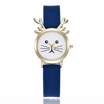 Roztomilé mačka jemný silikónový pás quartz dámske hodinky oči, fúzy troch-dimenzionální ucho študentka, žena sledovať deti hodinky