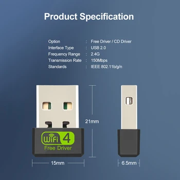 Oppselve Mini USB Adaptéra WiFi 150Mbps Wi-Fi Adaptér Pre PC, USB, Ethernet, WiFi Dongle 2.4 G Sieťová Karta Anténa Wi-Fi Prijímač