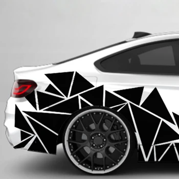 1pc 200 x 60 cm Matné Čierne Trojuholníky Odtlačkový Kamufláž Auto Strane Samolepky UV-odolné Auto-styling Dekoroch