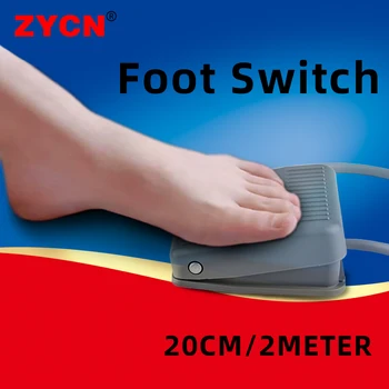 ZYCN Nohy Pedál Prepínač Nonslip Kovové Momentálne Elektrickej Energie Motorových Radič Self-Reset Jog S Drôtom 20 CM/ 2 m 220V 10A