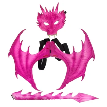 Tri-Kus Dragon Cosplay Rekvizity Krídla A Chvost Children\'s Halloween Kostým Party Dekorácie Nastaviť B