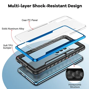 Puzdro pre Samsung Galaxy S21 Ultra S21 Plus Kovové Brnenie Anti-Transparentné Pokles PC Späť Shockproof Úplný Ochranný Kryt Fundas