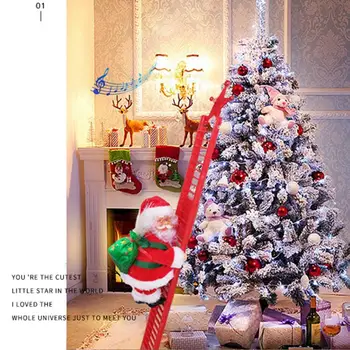 Santa Claus Lezenie Rebríky jednovrstvové Elektrické Lezenie Rebríky Bábika Hudobné Tvorivé Vianočné Výzdoba Hračky, Vianočné Dekorácie