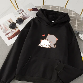 Harajuku Roztomilé Mačka Tlače Hoodie 2020 Kórejský Zimné Oblečenie Žien Módne Pár Oblečenie Kawaii Streetwear Plus Veľkosť Mikina