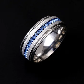 2021 nové luxusné modrá strieborná farba kole pánske krúžok pre mužov výročie darček šperky veľkoobchod moonso R5529