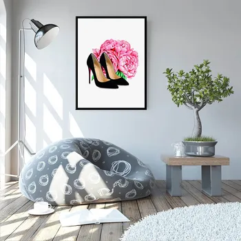 Ružový Kvet Pivónia Paríž Parfum Šampanské Wall Art Plátno na Maľovanie Nordic Plagáty a Vytlačí na Stenu Obrázky Obývacia Izba bez rámu