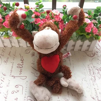 30 cm Jungle Brat Červená/svetlo sivá Láska Srdce Opice pár, bábiky, Plyšové Hračky pre narodeniny, Vianočné Darčeky 1pcs