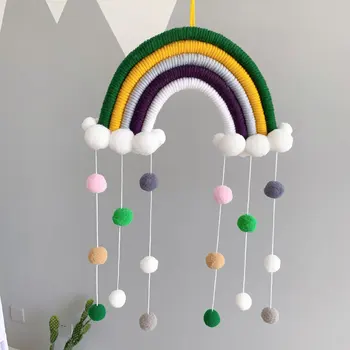 Detská Izba Dekorácie Nordic Ručne Tkané Rainbow Ozdoby DIY Lano Rainbow Hračka Stene Visí Detská Spálňa Decor Foto Rekvizity